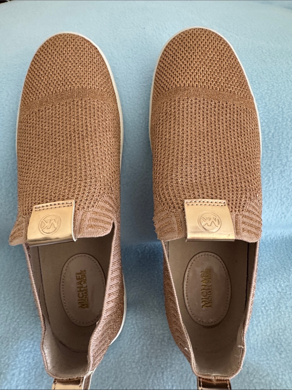 Michael Kors Women's Knit Slip-On Loafers - Cognac Brown